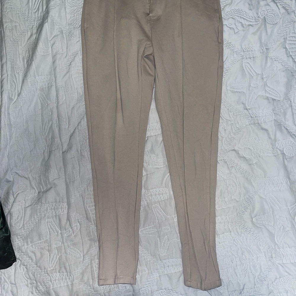 Skinny Fit Beige Trousers